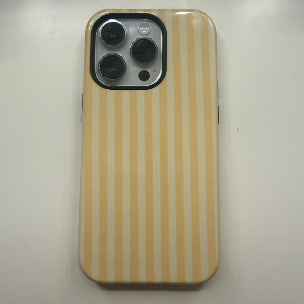 Apple Cream and Yellow Striped Phone Case